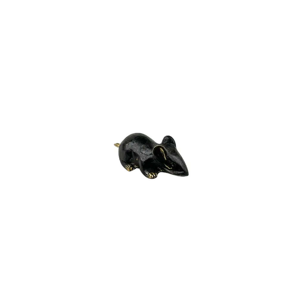 Souris Bronze - Noir & Or - 3 x 10,5 x 3 cm