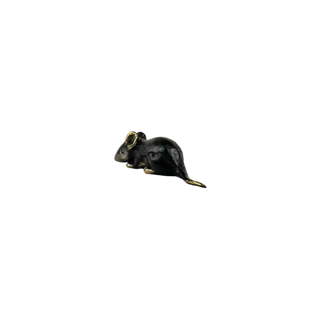 Souris Bronze - Noir & Or - 3 x 10,5 x 3 cm