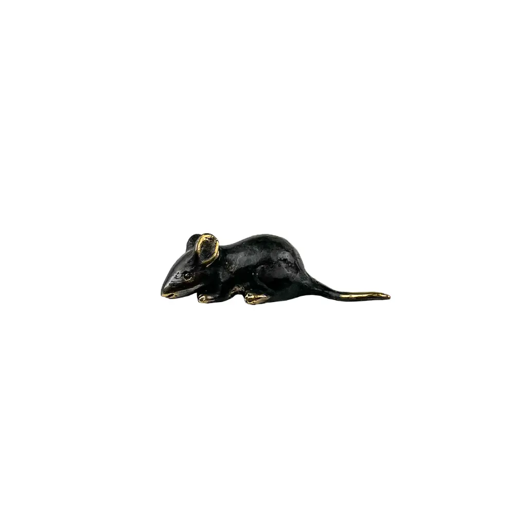 Souris Bronze - Noir & Or - 3 x 10,5 x 3 cm