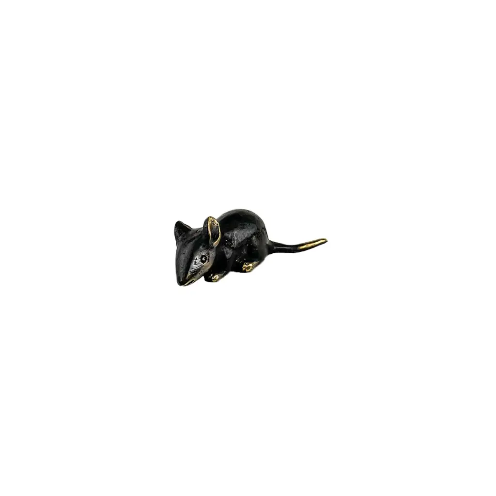 Souris Bronze - Noir & Or - 3 x 10,5 x 3 cm