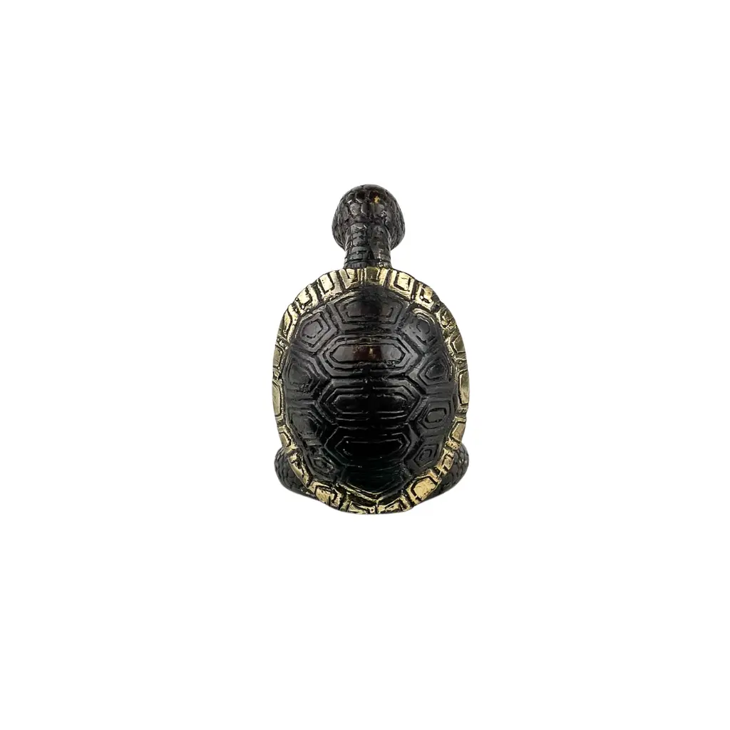 Tortue Yoga Bronze - Noir & Or - 10,5 x 7 x 6,5 cm