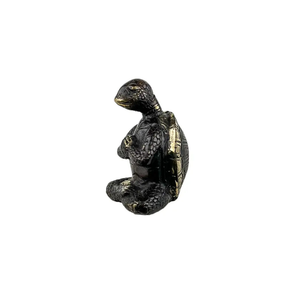 Tortue Yoga Bronze - Noir & Or - 10,5 x 7 x 6,5 cm