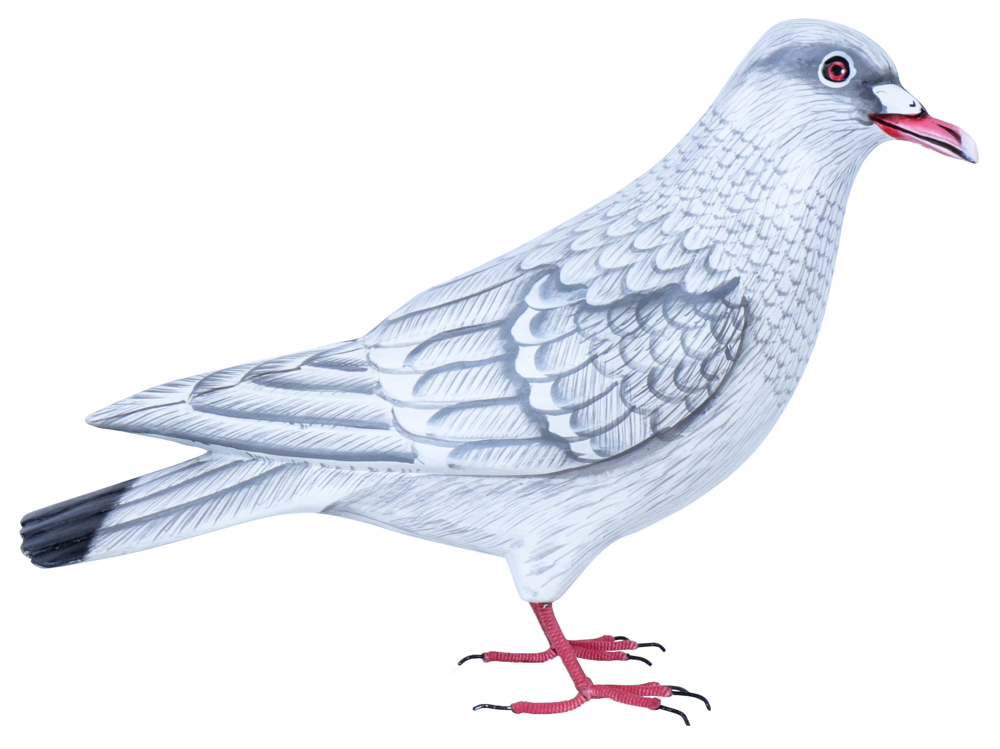 Colombe - Blanc & Gris - 18 x 27 x 10 cm
