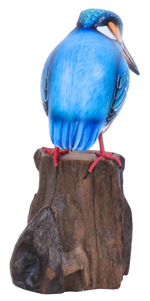 Martin-Pêcheur sur Socle - Bleu, Orange & Blanc - 17 x 14 x 8 cm