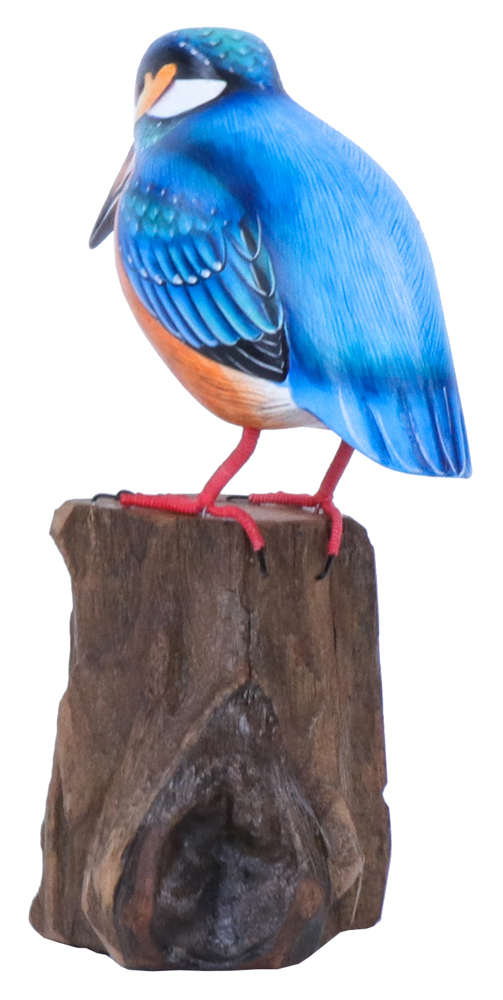 Martin-Pêcheur sur Socle - Bleu, Orange & Blanc - 17 x 14 x 8 cm