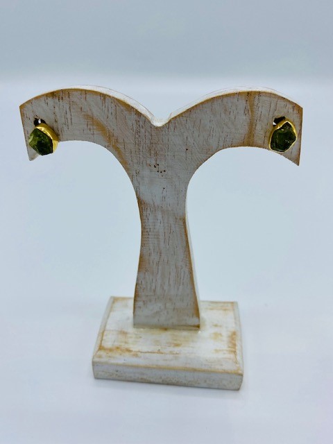 BRUTE Argent Plaqué Or & Péridot [Puces d'oreilles]