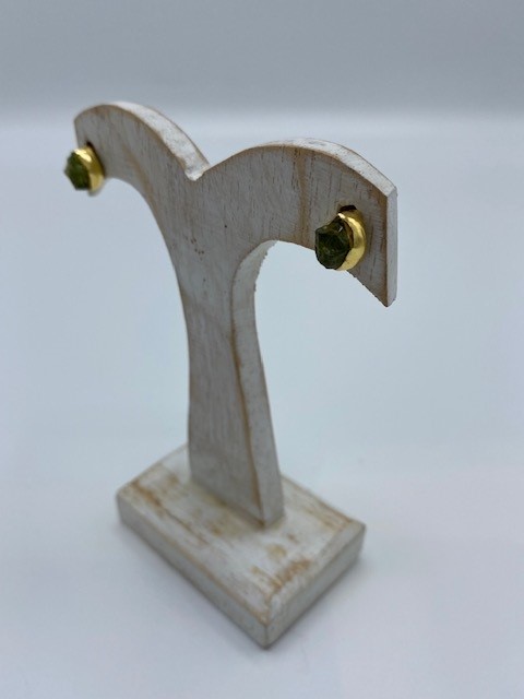 BRUTE Argent Plaqué Or & Péridot [Puces d'oreilles]
