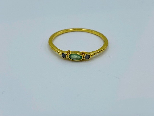 JOY Argent Plaqué Or, Nefrite & Labradorite (54) [Bague]