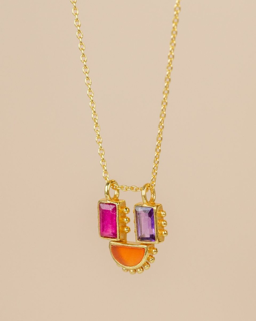 Collier 'Carina' - Plaqué Or - Rubis - Muja Juma