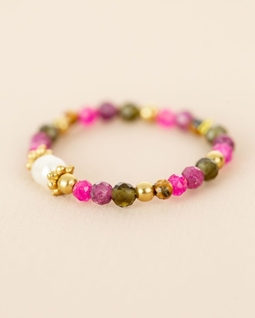 Bague - Plaqué Or - Rubis - Muja Juma