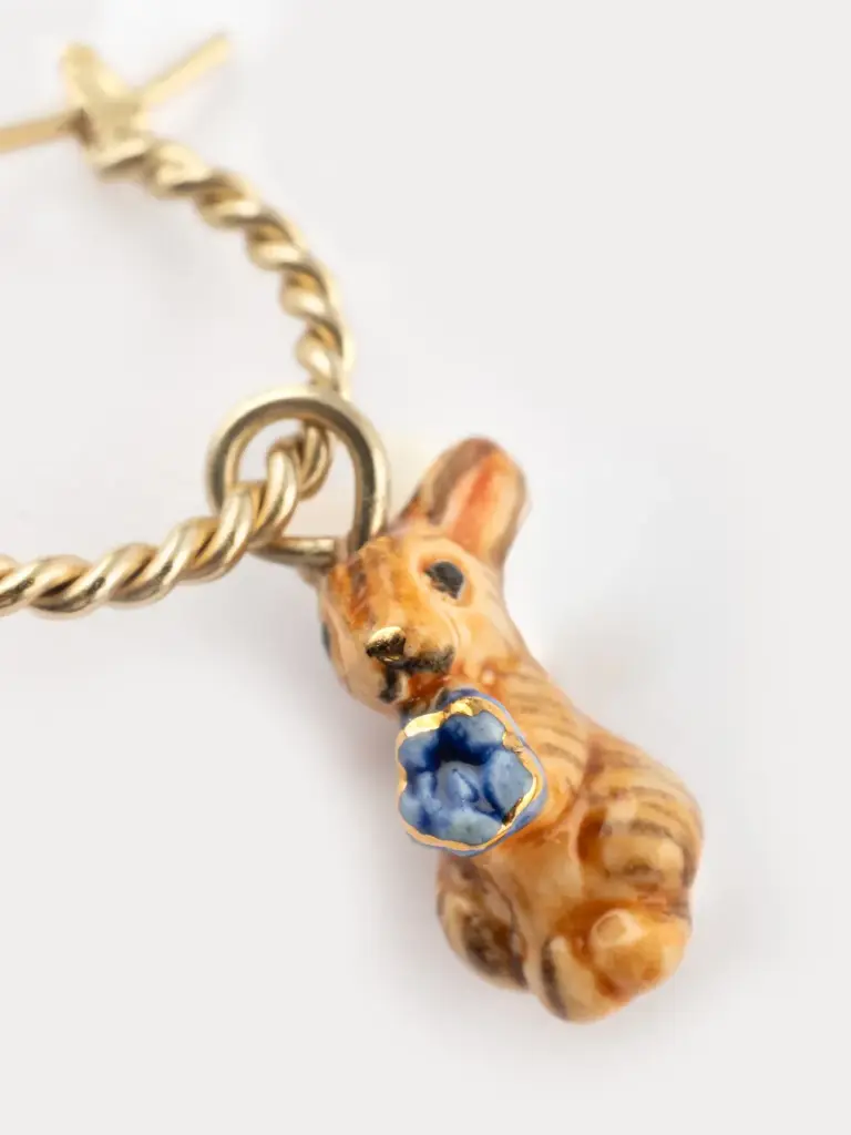 Boucle d'oreille créole 'Lapin Brun' - Vendue individuellement - Nach