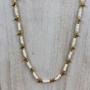 Sautoir 'Tara' - Laiton & Perles en Céramique - Blanc - Nataraj
