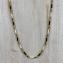 Sautoir 'Miao' - Laiton & Perles en Céramique - Blanc & Noir - Nataraj