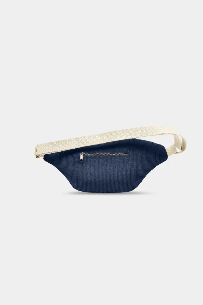 Sac banane XL 'Sofia' – Velours marine – Hindbag