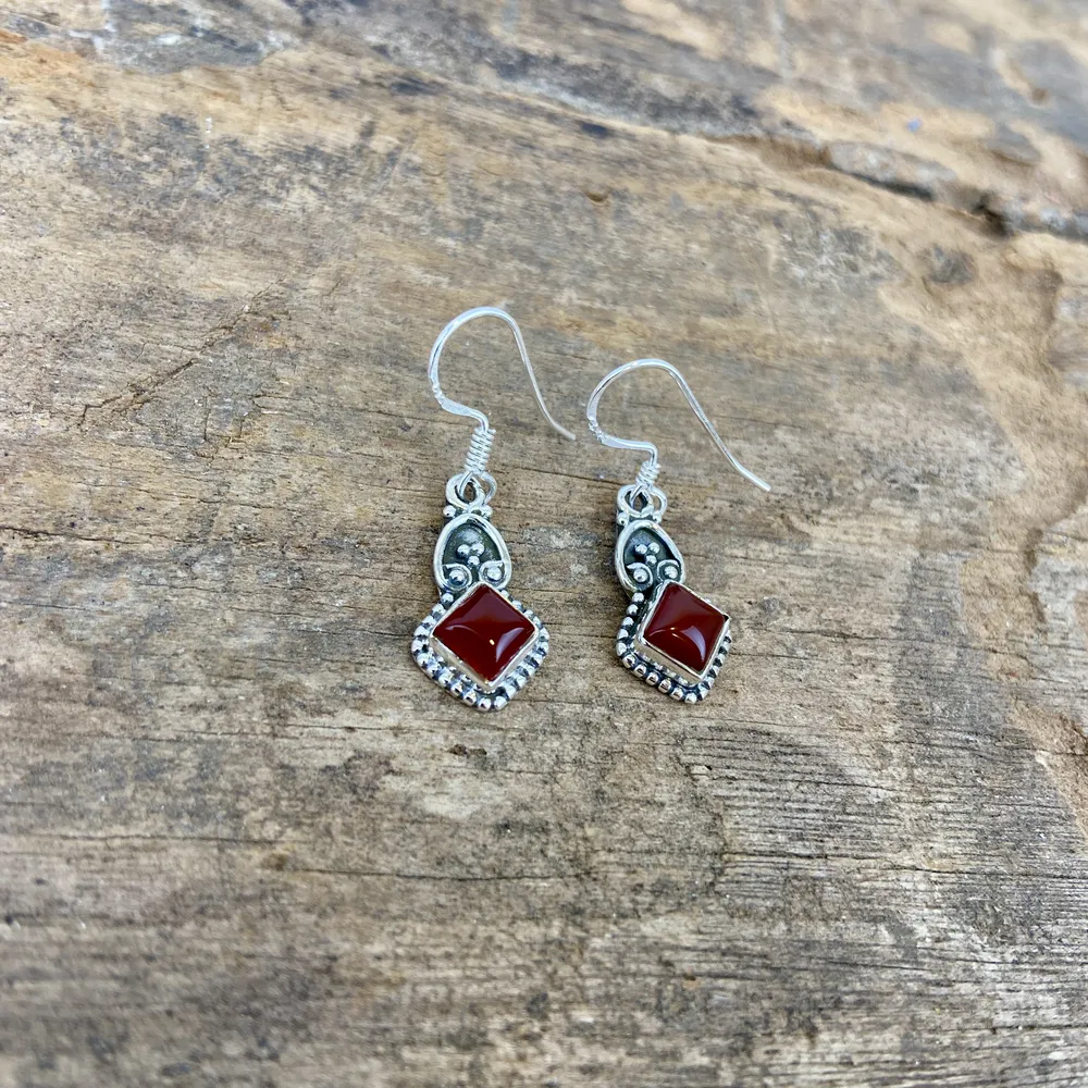 Boucles d'oreilles – Argent 925 – Cornaline [2043]