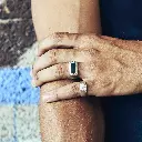 Bague 'Nour' – Argent & ébène – Ombre Claire