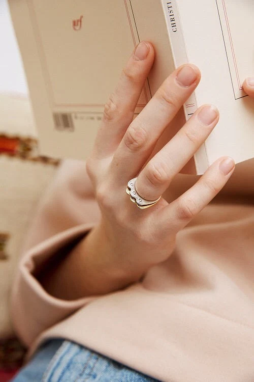 Bague 'Vermeil' – Argent plaqué or – Ombre Claire