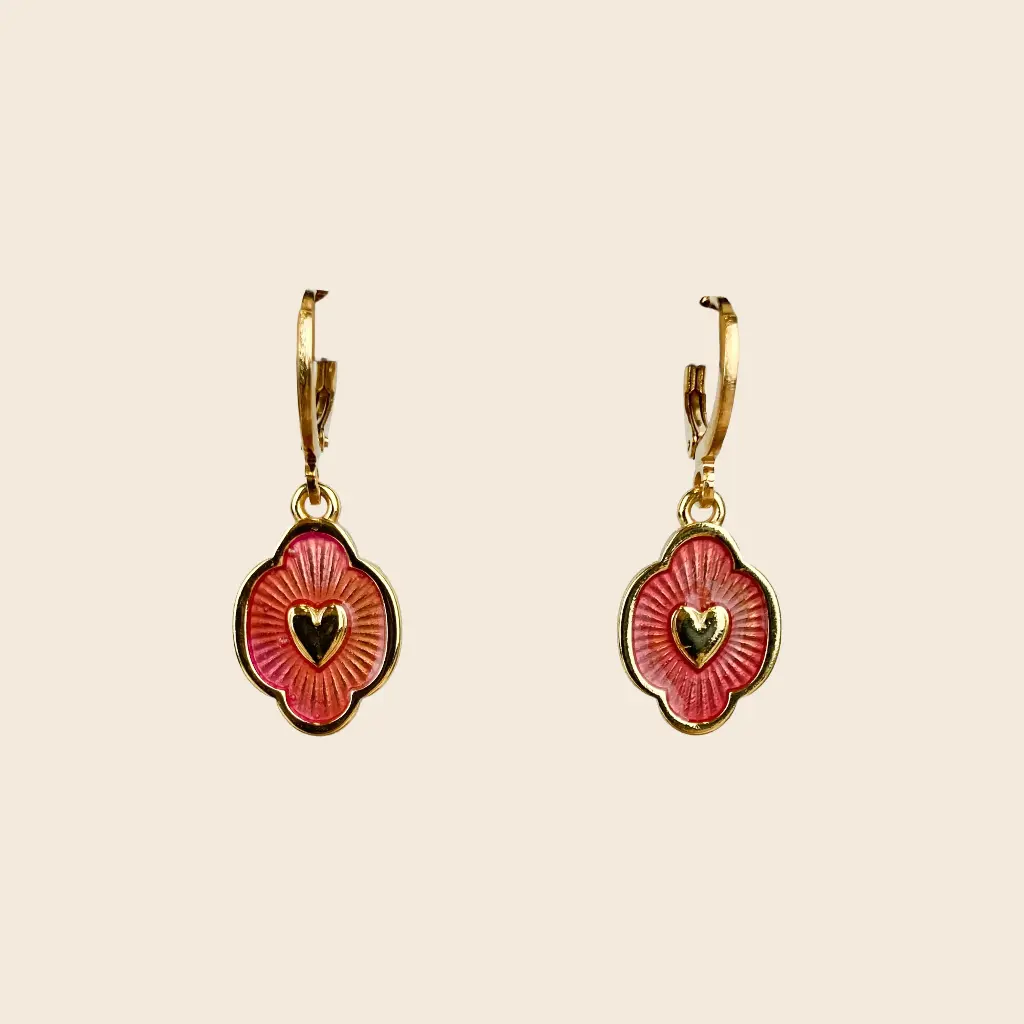 Boucles d'oreilles 'Iker' – Rose – Laiton doré 2µ – By Garance