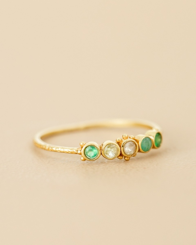 Bague 'Caterpillar' – Plaqué Or – Amazonite – Muja Juma