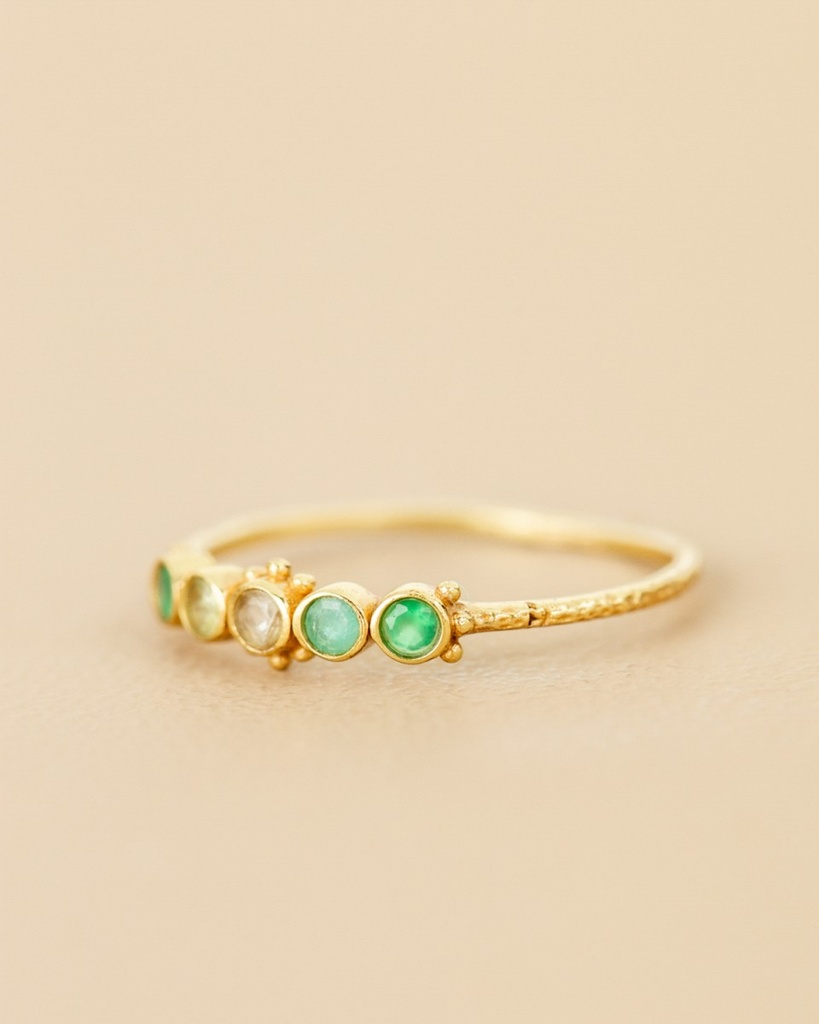 Bague 'Caterpillar' – Plaqué Or – Amazonite – Muja Juma