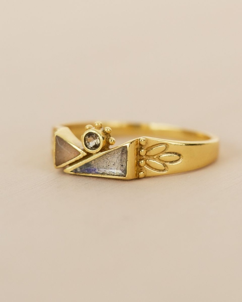 Bague 'Leda' – Plaqué Or – Labradorite – Muja Juma