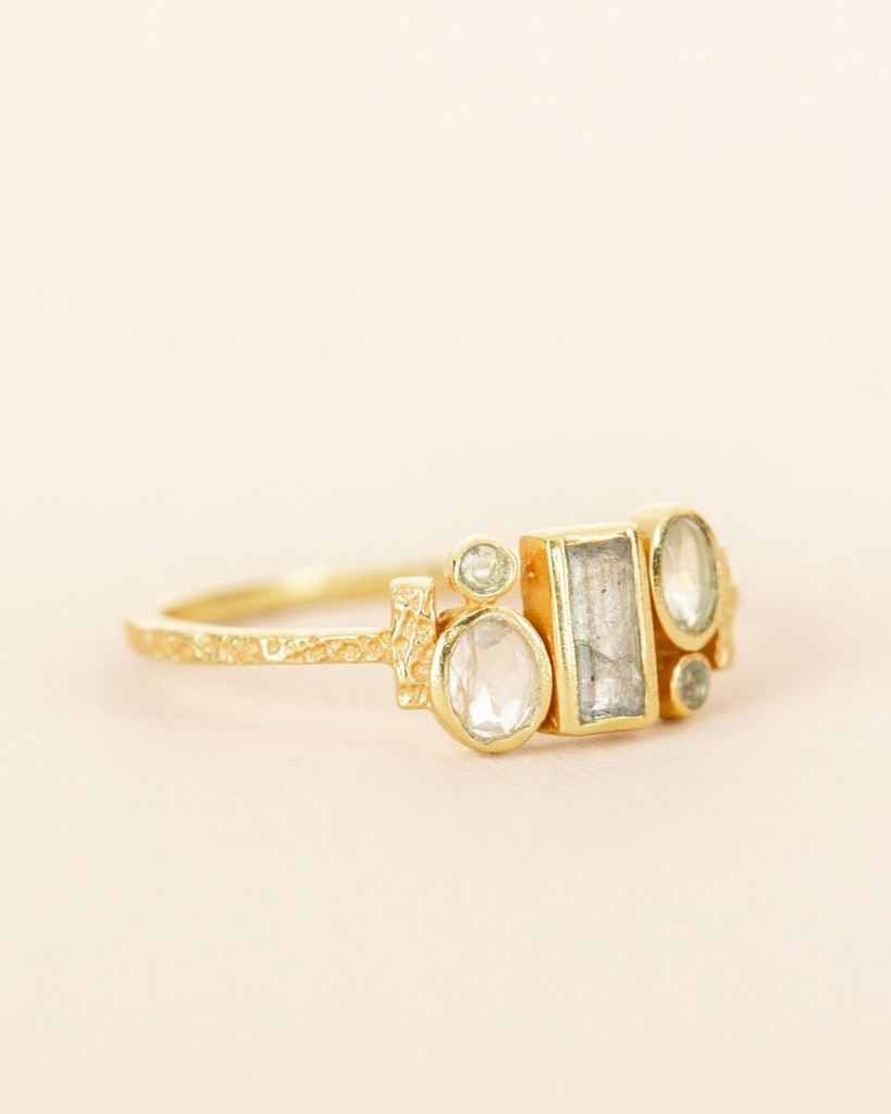 Bague 'Samah' – Plaqué Or – Labradorite – Muja Juma
