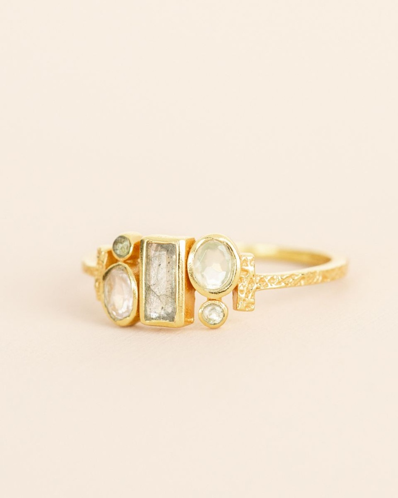 Bague 'Samah' – Plaqué Or – Labradorite – Muja Juma