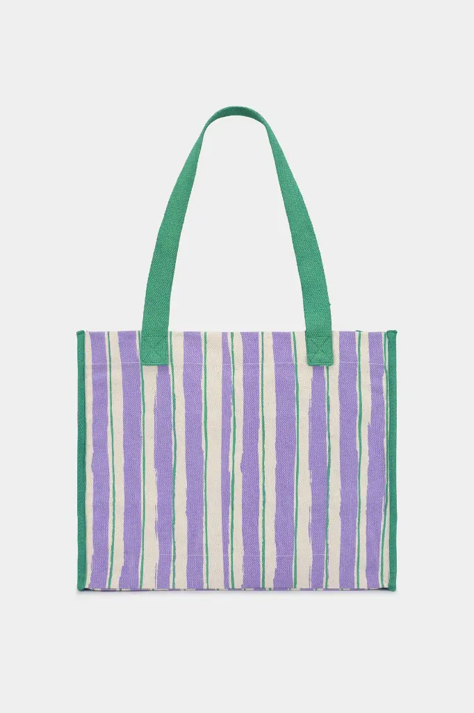 Sac cabas 'Claude' – Rayures vert & parme – Hindbag