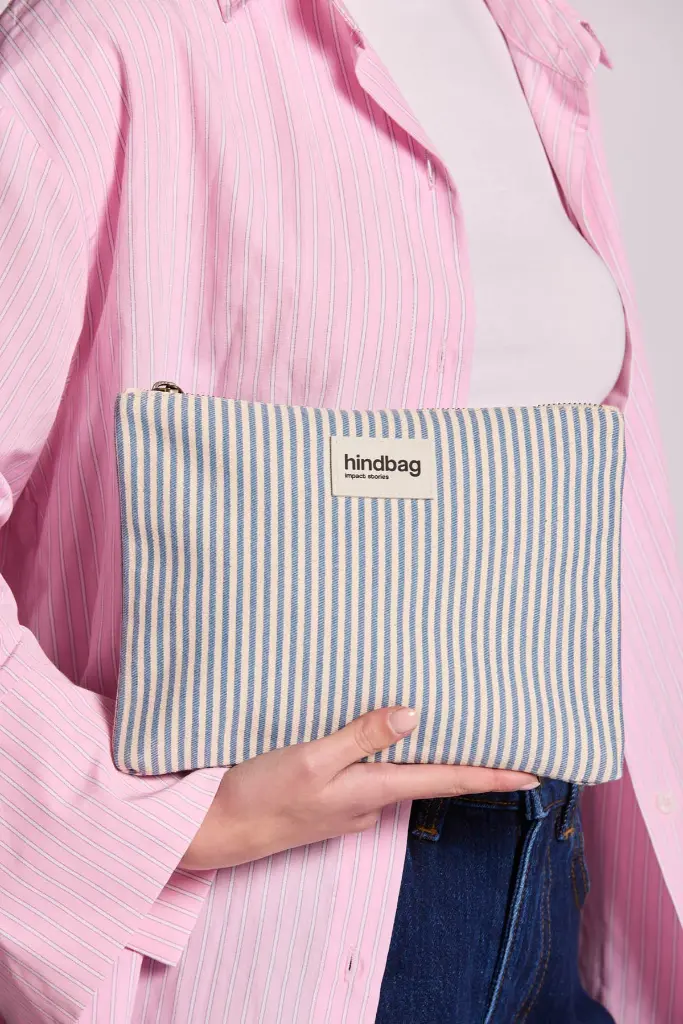 Pochette 'Ema' – Rayures bleu – Hindbag
