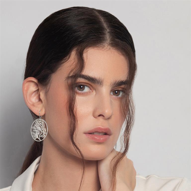Boucles d'oreilles 'Porcelana Flor' – Laiton plaqué argent – RAS
