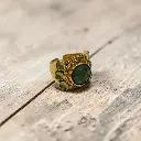 Bague 'Jasmine' Laiton plaqué or 3 microns & Serpentine et Péridot - LA2L