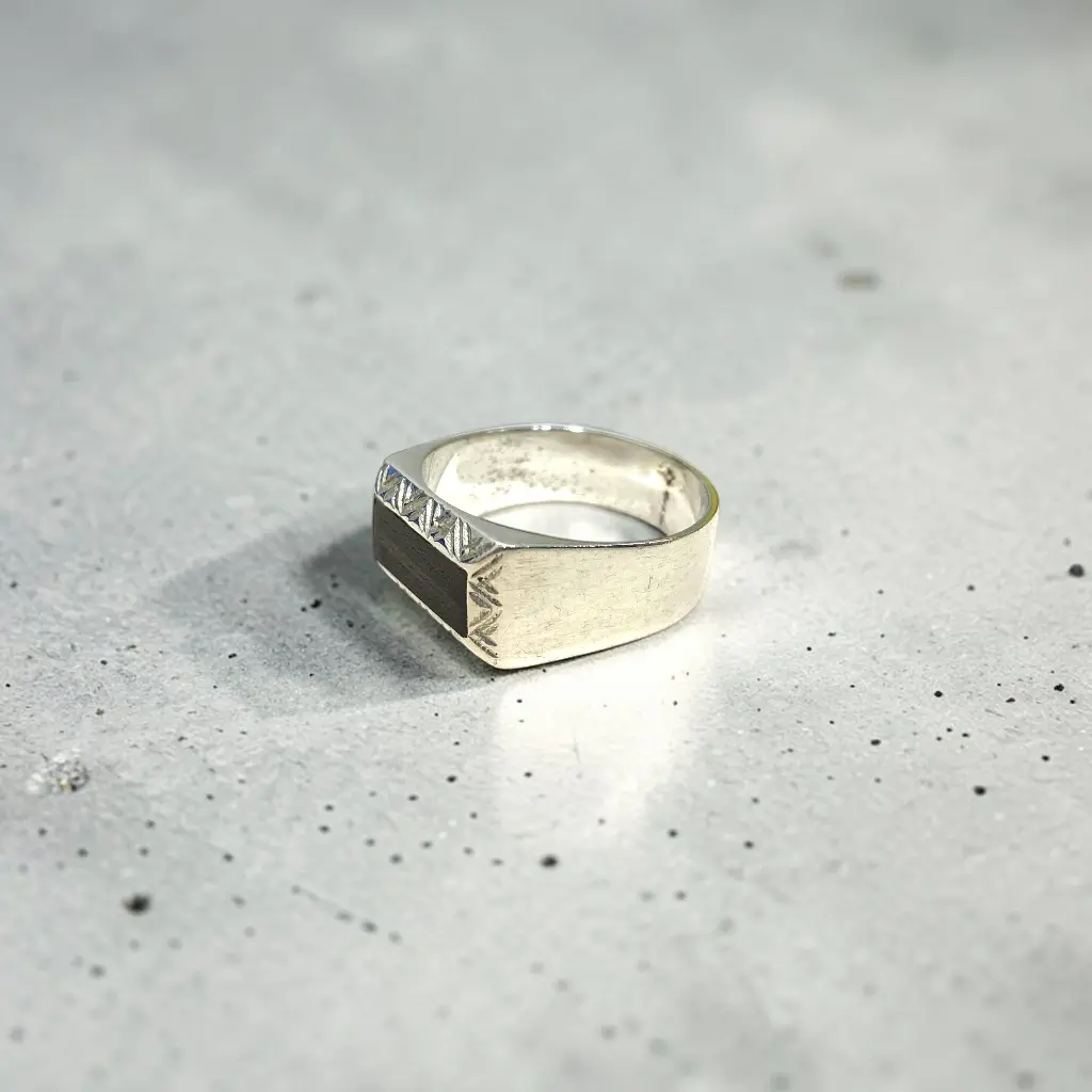 Bague 'Nour' – Argent 999 & bois d'ébène – Ombre Claire