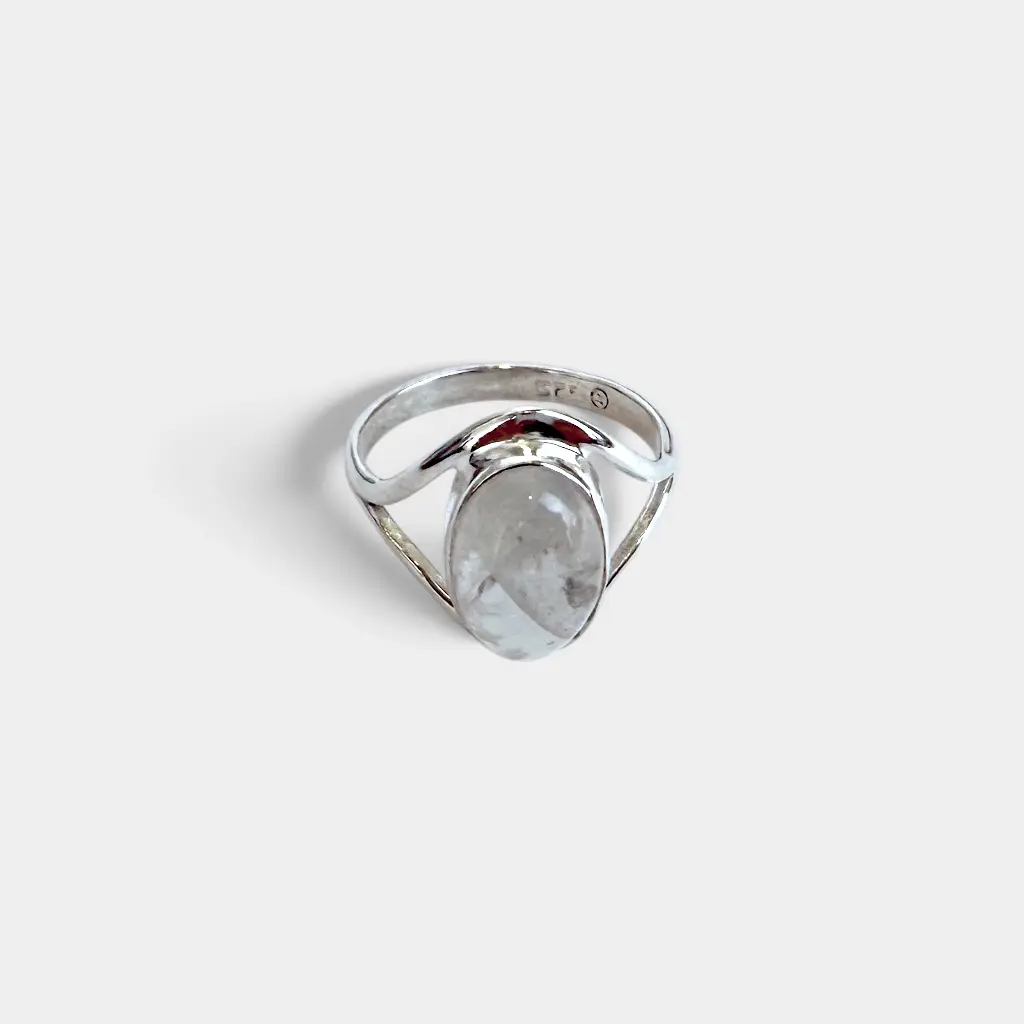 Bague – Argent 925 – Pierre de Lune – Taille 53 [3639]