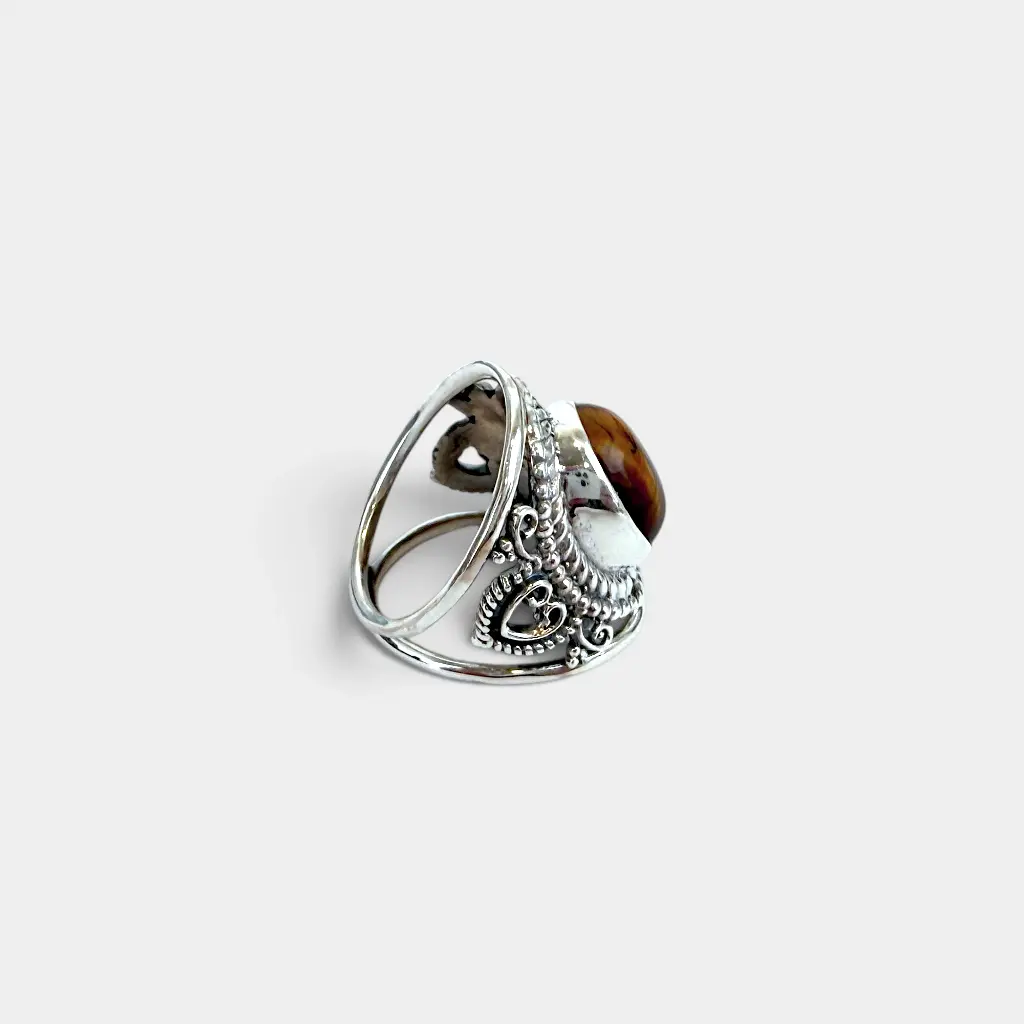 Bague – Argent 925 – Œil de Tigre [3645]