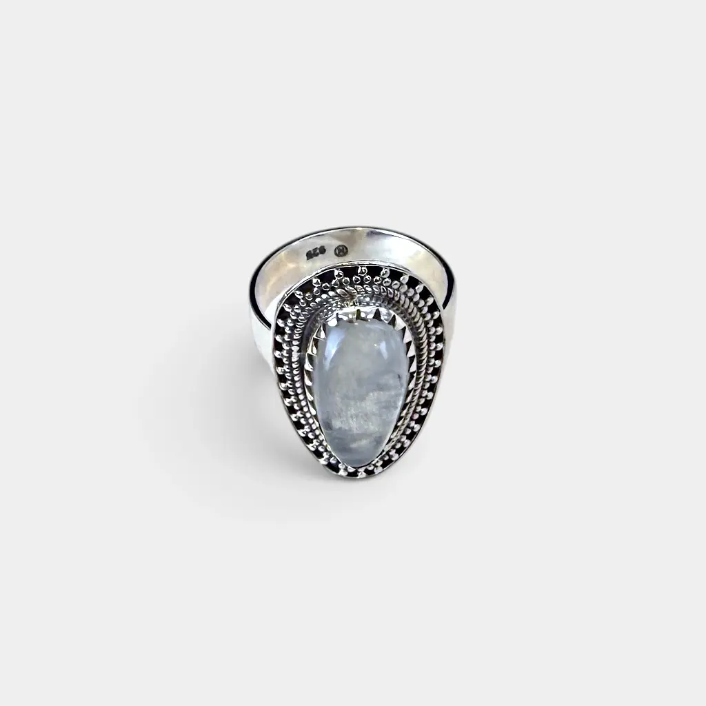 Bague – Argent 925 – Pierre de Lune – Taille 54 [3652]