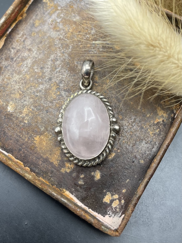 Pendentif Argent 925 & Quartz Rose [0009]