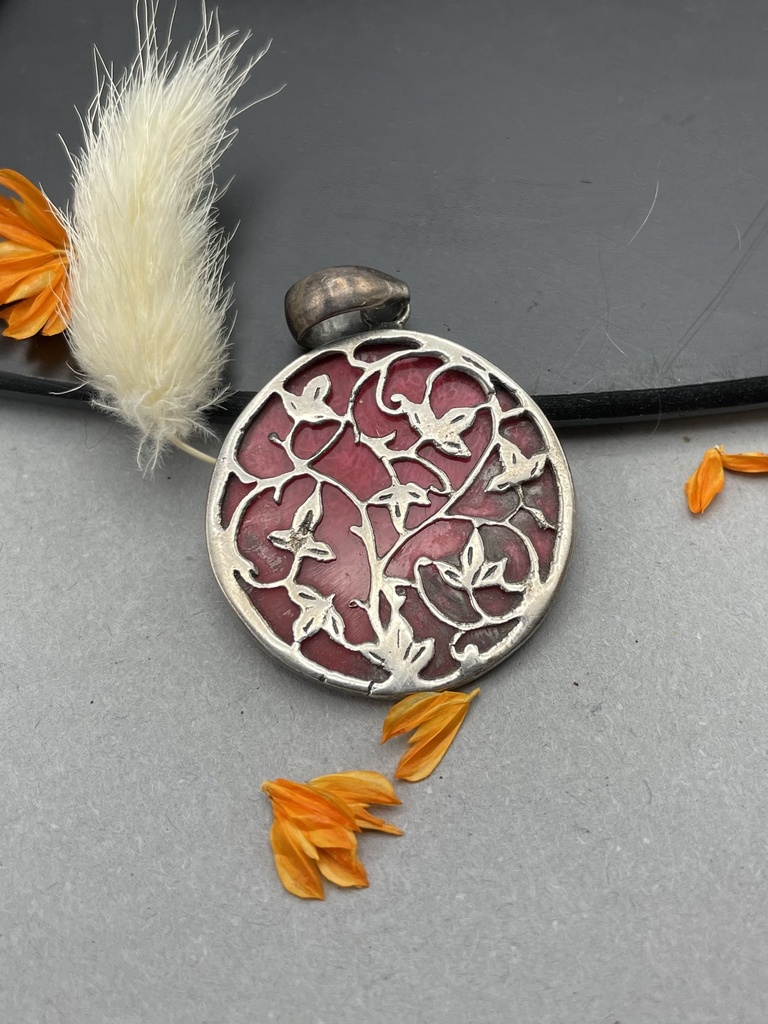 Pendentif Argent 925 & Corail & Résine [0022]