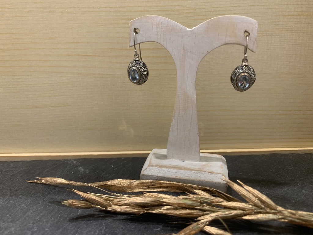 Boucles d'Oreilles Argent 925 & Topaze [0093]