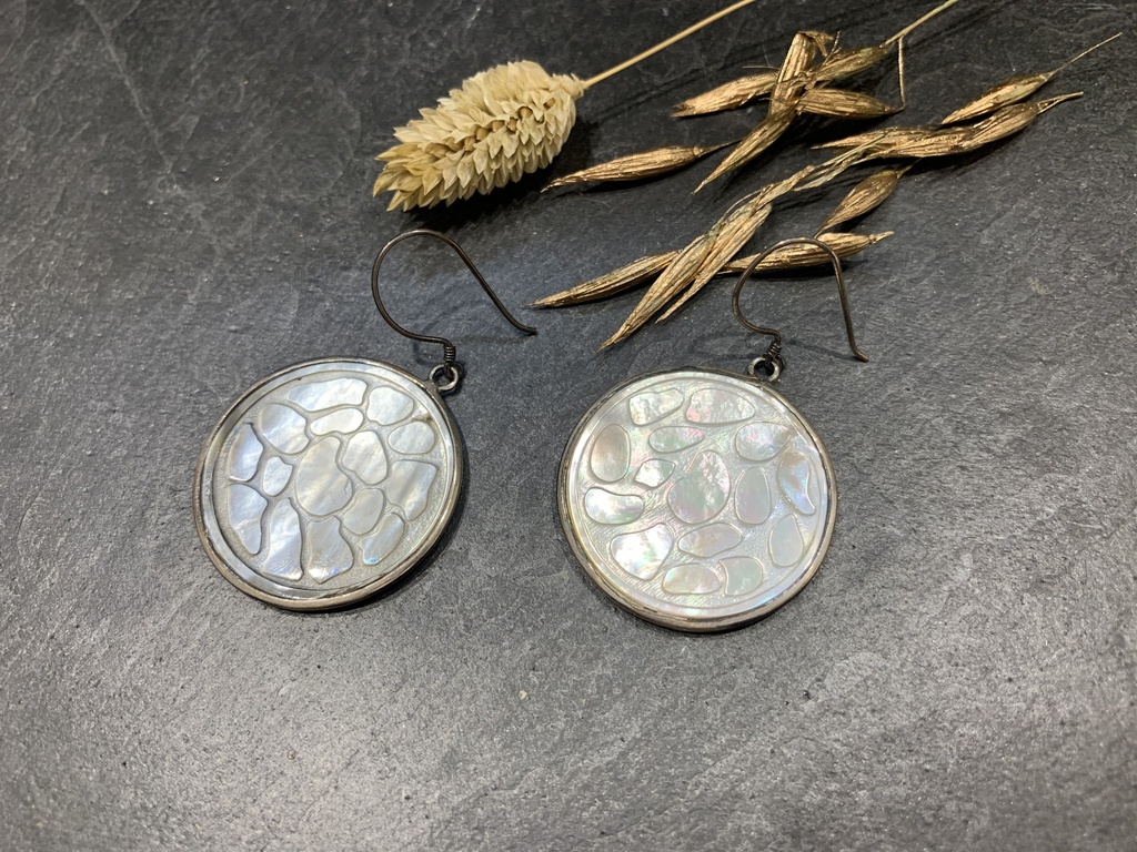 Boucle d'Oreille Argent 925 & Nacre [0105]