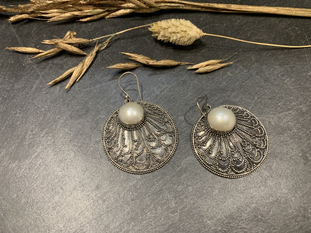 Boucle d'Oreille Argent 925 & Perle de culture [0113]