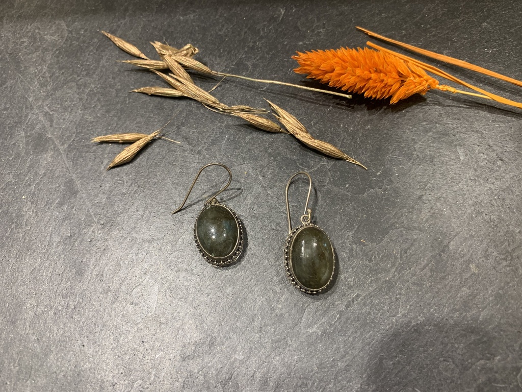 Boucle d'Oreille Argent 925 & Labradorite [0123]