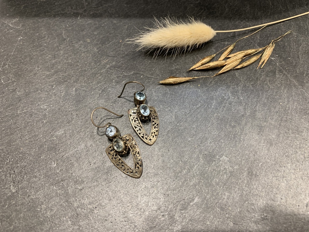 Boucle d'Oreille Argent 925 & Topaze [0132]