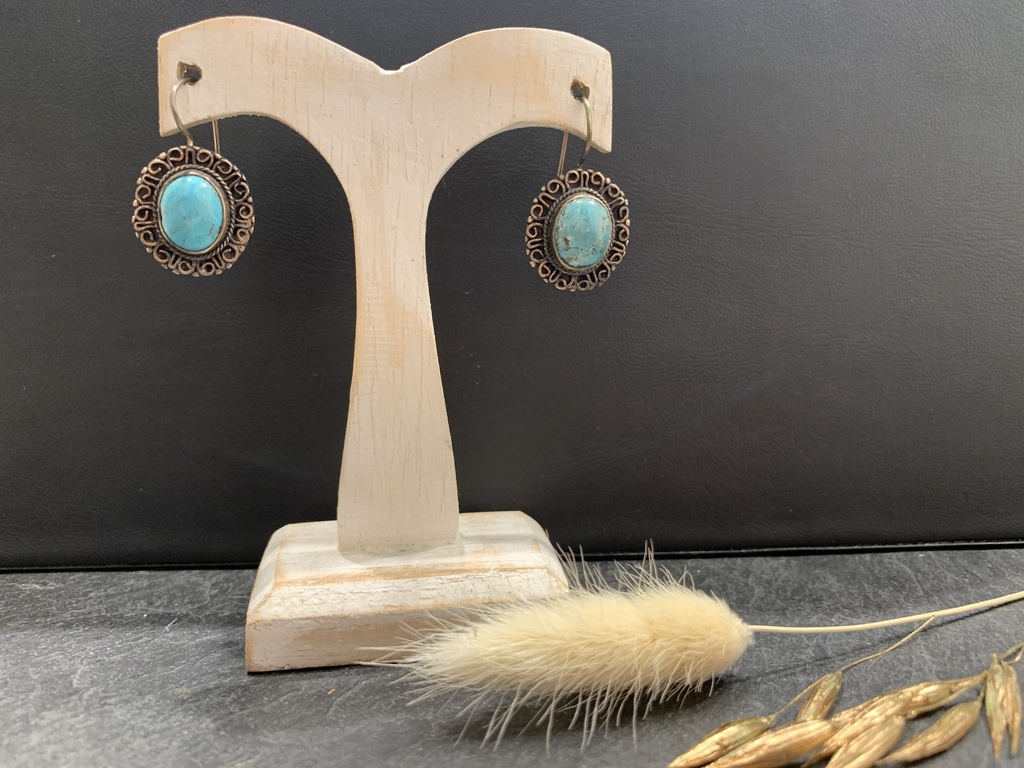 Boucle d'Oreille Argent 925 & Turquoise [0133]