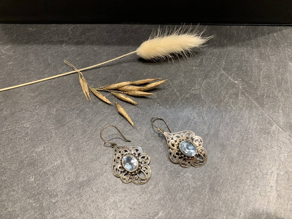 Boucle d'Oreille Argent 925 & Topaze [0147]