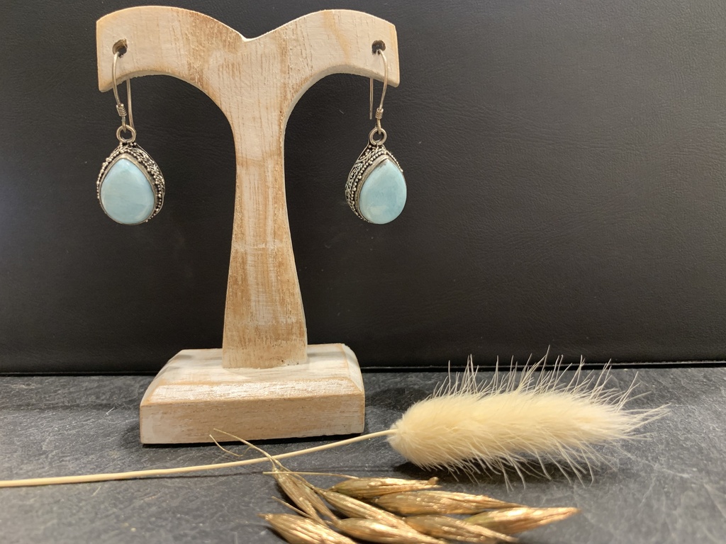 Boucle d'Oreille Argent 925 & Larimar [0163]