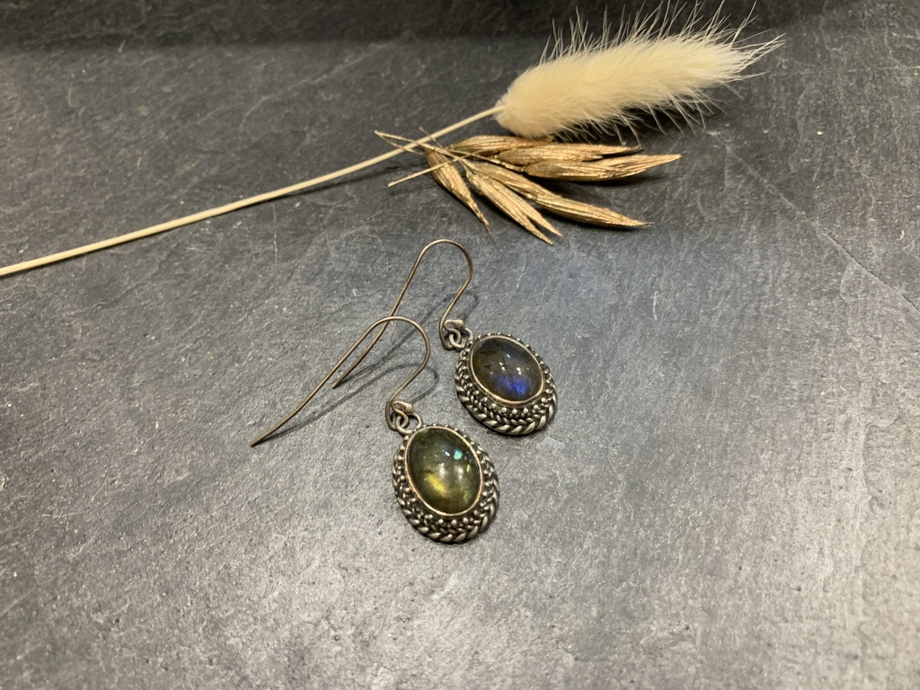 Boucle d'Oreille Argent 925 & Labradorite [0179]