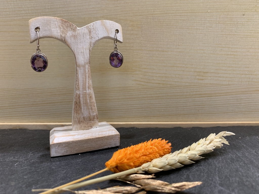 Boucle d'Oreille Argent 925 & Améthyste [0194]