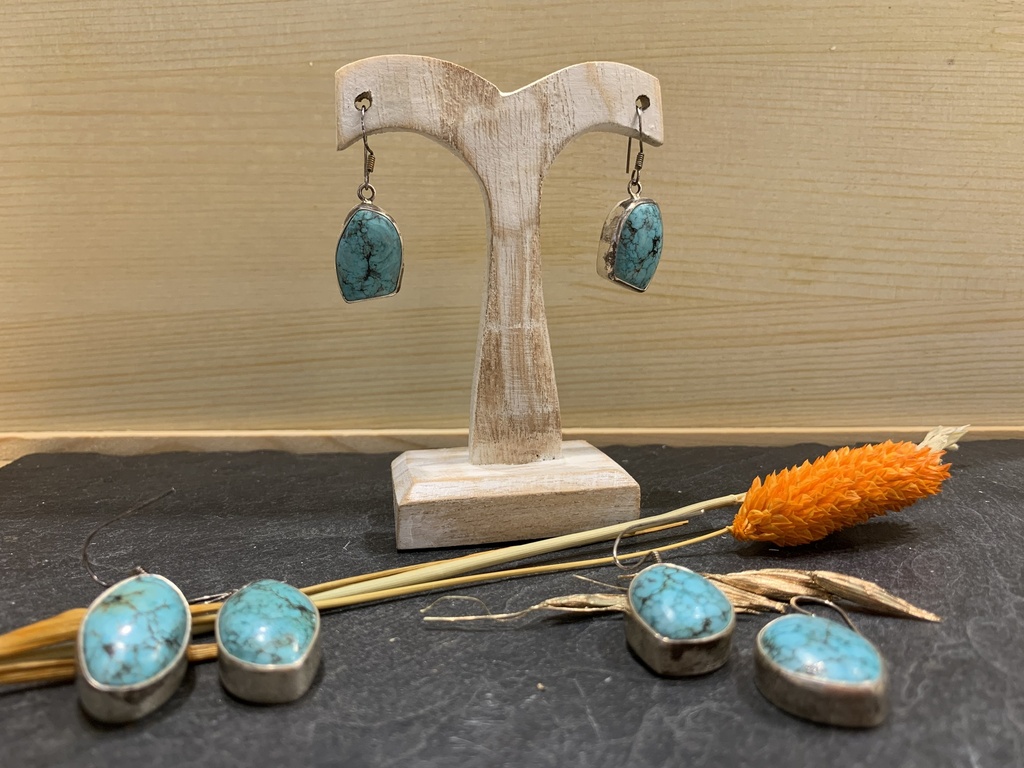 Boucle d'Oreille Argent 925 & Turquoise [0209]