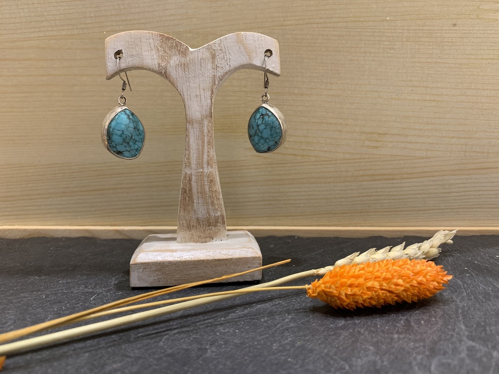 Boucle d'Oreille Argent 925 & Turquoise [0209]