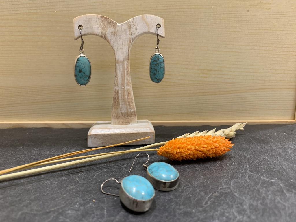Boucle d'Oreille Argent 925 & Turquoise [0210]
